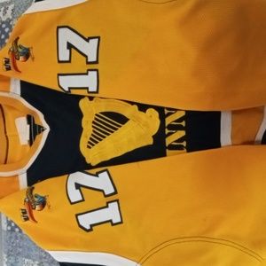 Guinness VINTAGE Embroidered  March 17 CrossBar Hockey Wear Jersey Gold/Black